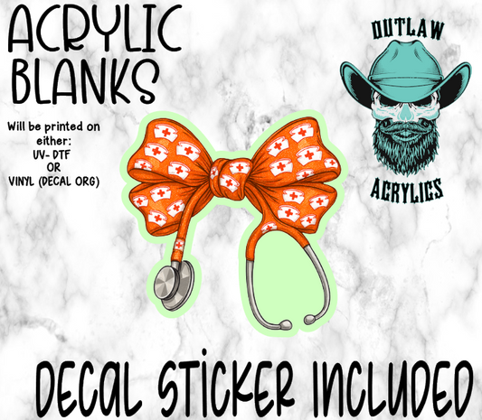 Orange Nurse Hat Bow Scope Acrylic & Decal Set