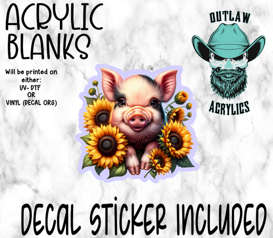 Pig Sunflower Acrylic & Decal Set