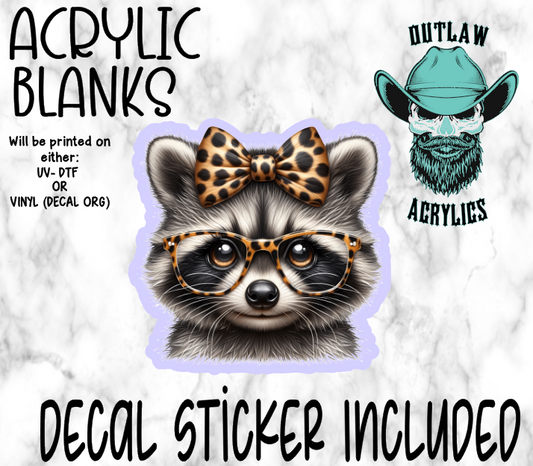 Cute Coon Girl Glasses Acrylic & Decal Set