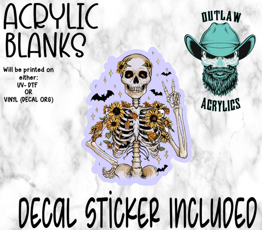 Peace Skeleton Sunflower Bats Acrylic & Decal Set