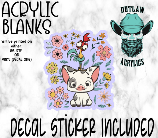 Chicken & Pig Cartoon Acrylic & Decal Set