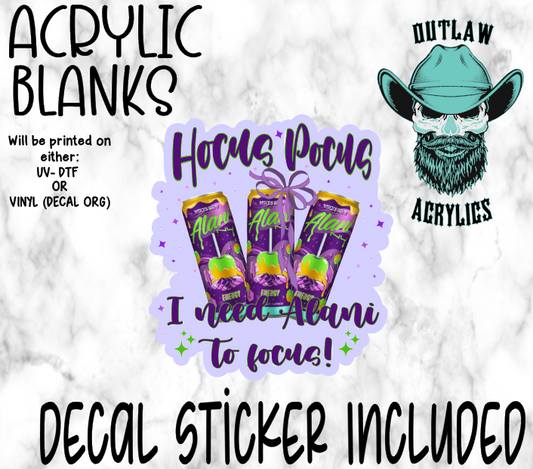 Hocus Pocus Need A To Focus Acrylic & Decal Set
