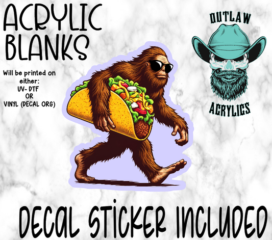 Bigfoot Taco Acrylic & Decal Set