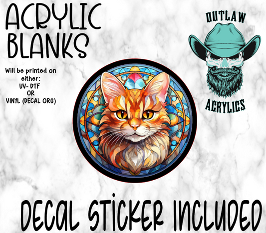 Cat Stained Glass Acrylic & Decal Set