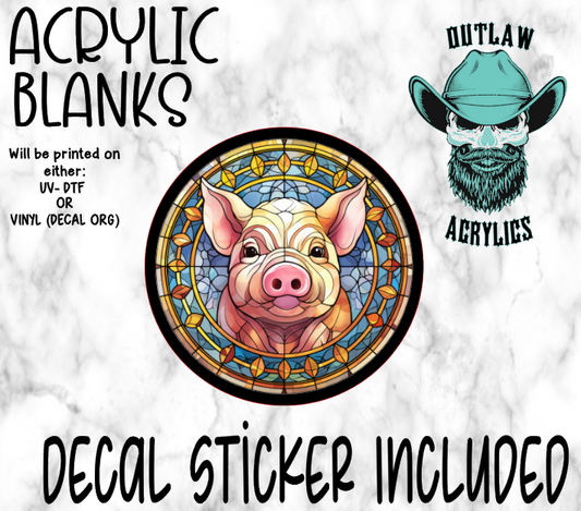 Pig Stained Glass Acrylic & Decal Set
