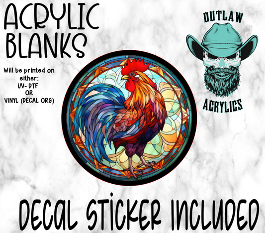 Rooster Stained Glass Acrylic & Decal Set