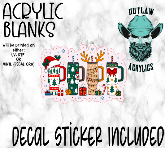 Christmas Festive Cups Acrylic & Decal Set