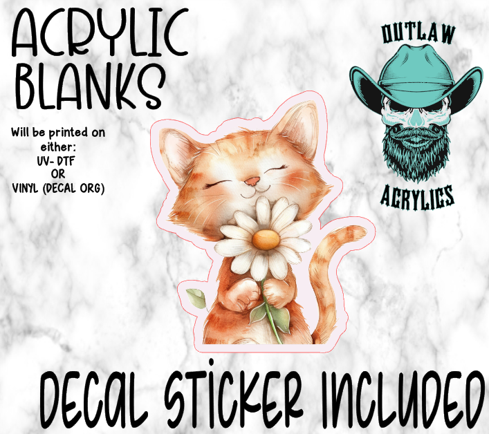 Happy Cat & Flowers Acrylic & Decal Set