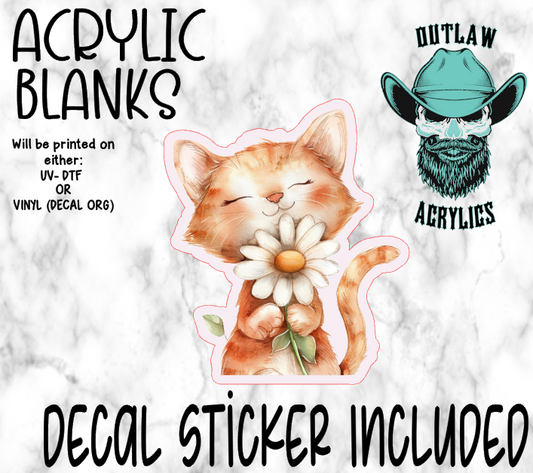 Happy Cat & Flowers Acrylic & Decal Set