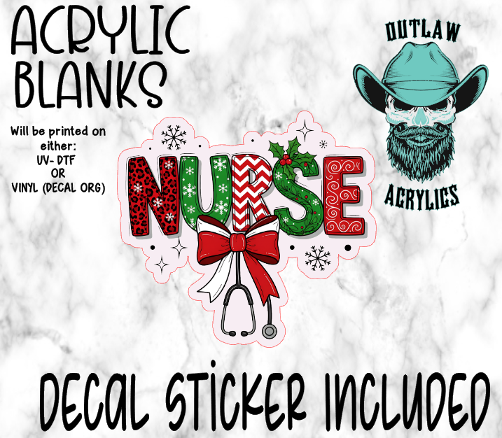NURSE Christmas Style Acrylic & Decal Set