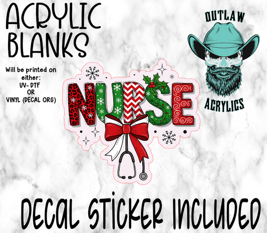 NURSE Christmas Style Acrylic & Decal Set