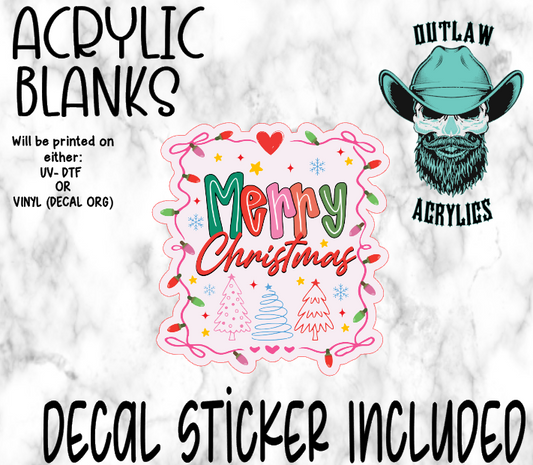 Pink Festive Merry Christmas Acrylic & Decal Set