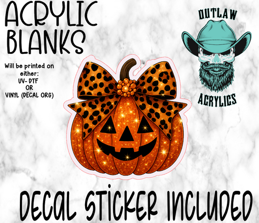 Glitter Orange Pumpkin Acrylic & Decal Set