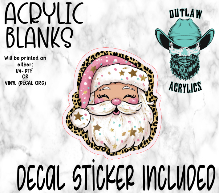 Pink Festive Santa Acrylic & Decal Set