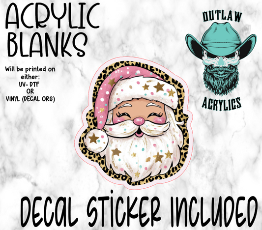 Pink Festive Santa Acrylic & Decal Set