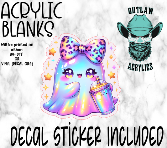 Kawaii Holo Ghost Acrylic & Decal Set