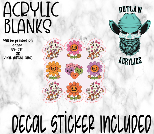 Floral Retro Ghost Style Acrylic & Decal Set