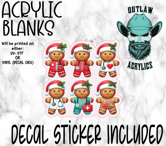 Gingerbread Nurses Acrylic & Decal Set