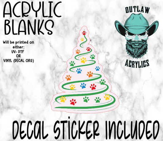 Dog Paw Tree Acrylic & Decal Set