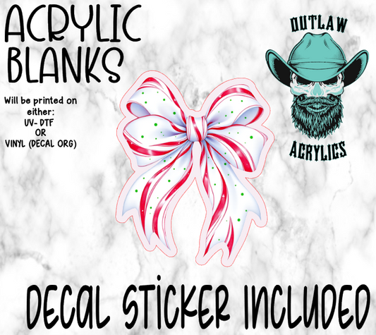 Candy Cane Bow Acrylic & Decal Set