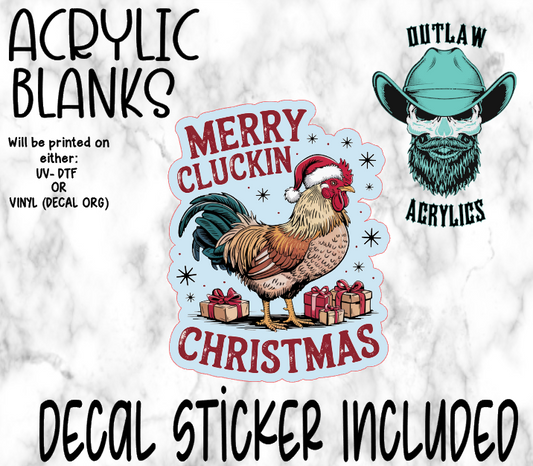 Merry Clucking Christmas Acrylic & Decal Set