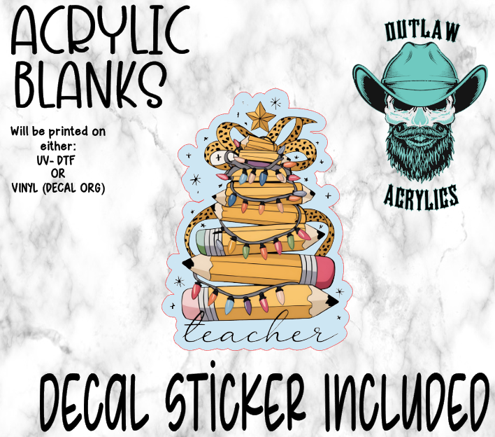 Teacher Pencil Tree Acrylic & Decal Set