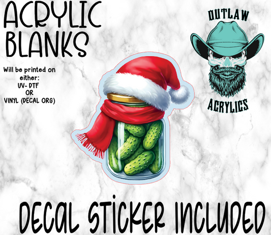 Santa Pickle Jar Acrylic & Decal Set