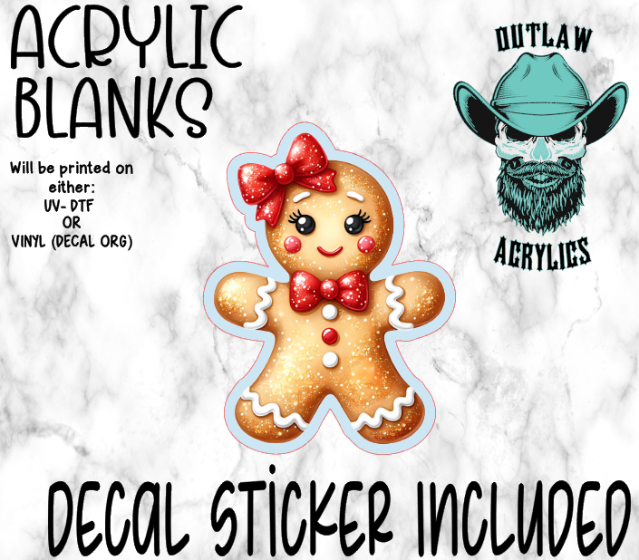 Red Gingerbread Girl Acrylic & Decal Set