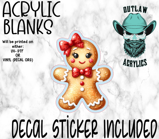 Red Gingerbread Girl Acrylic & Decal Set