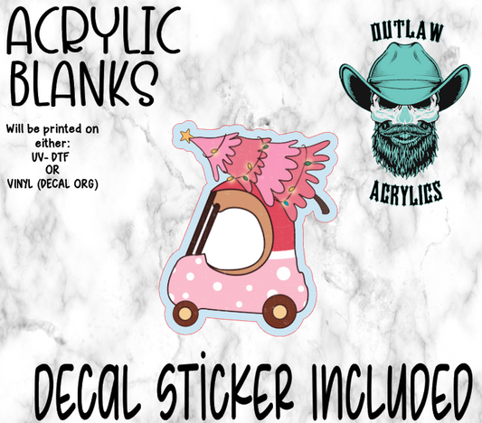 Pink Festive Car Tree Acrylic & Decal Set