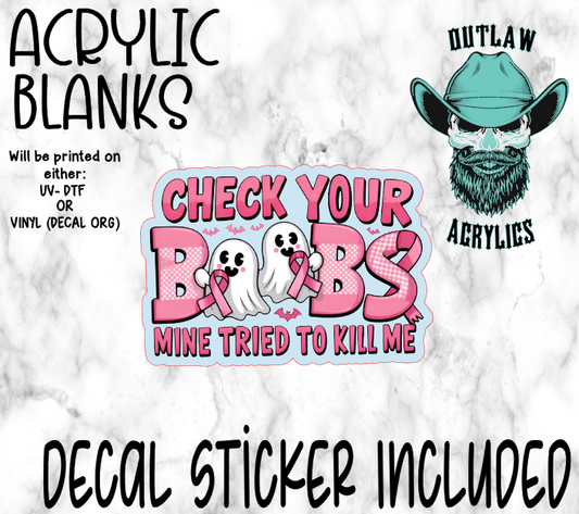 Check Your Booobs Acrylic & Decal Set