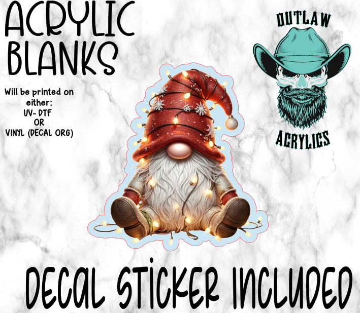 Christmas Light Gnome Acrylic & Decal Set