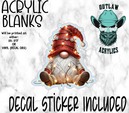 Christmas Light Gnome Acrylic & Decal Set