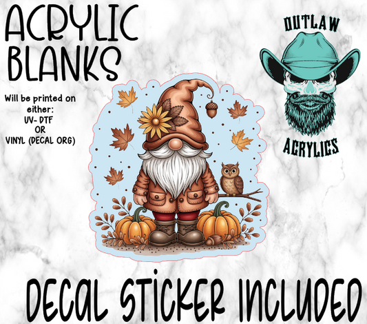 Fall Gnome Owl Acrylic & Decal Set