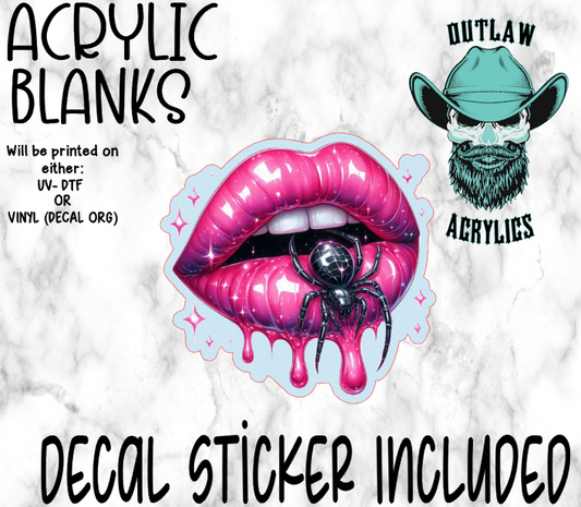 Pink Spidy Lips Acrylic & Decal Set