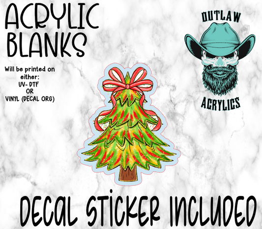 Red Ribbon Christmas Tree Acrylic & Decal Set