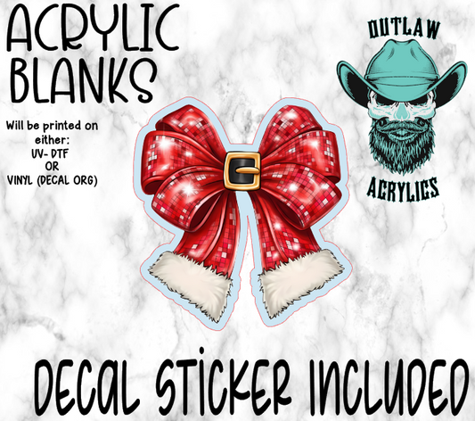 Santa Bow Acrylic & Decal Set