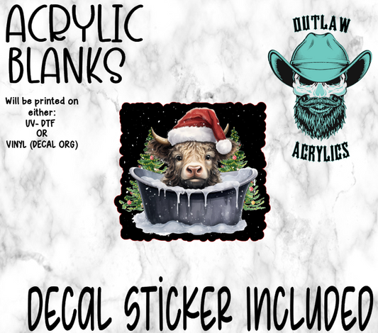 Christmas Highland Tub Acrylic & Decal Set