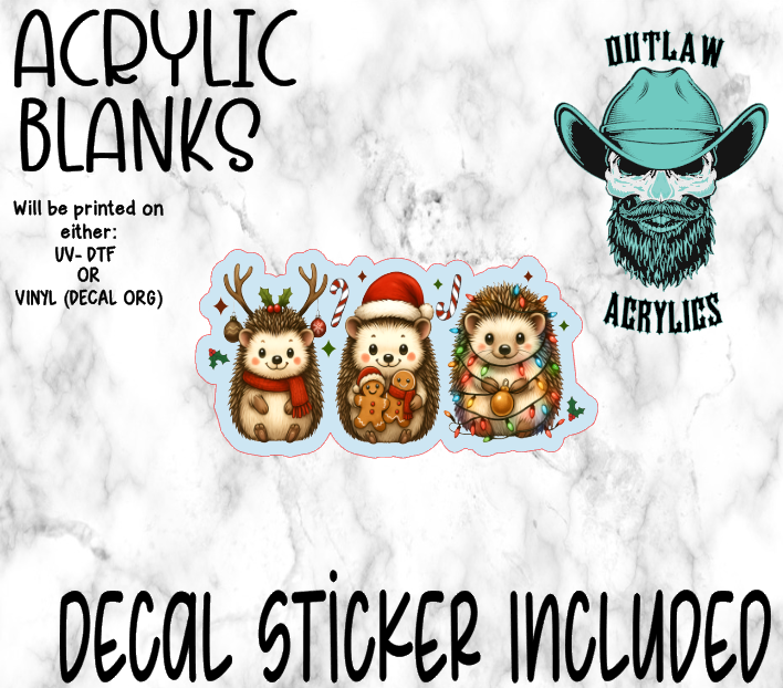 Hedgehog Christmas Acrylic & Decal Set