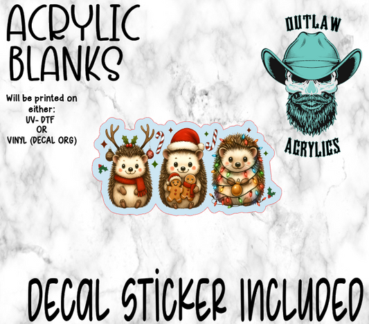 Hedgehog Christmas Acrylic & Decal Set