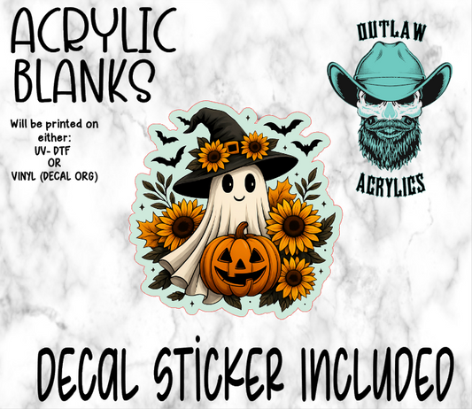 Sunflower Ghost Pumpkin Acrylic & Decal Set