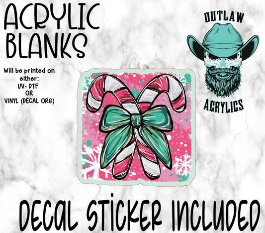 Colorful Candy Cane Acrylic & Decal Set