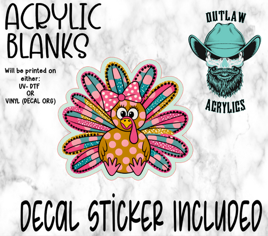 Pink Festive Turkey Acrylic & Decal Set