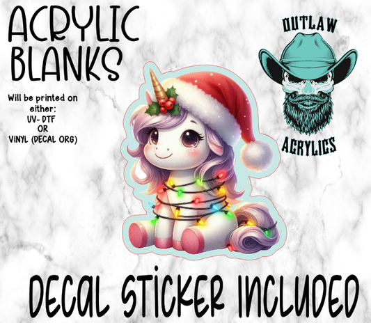 Festive Unicorn Acrylic & Decal Set
