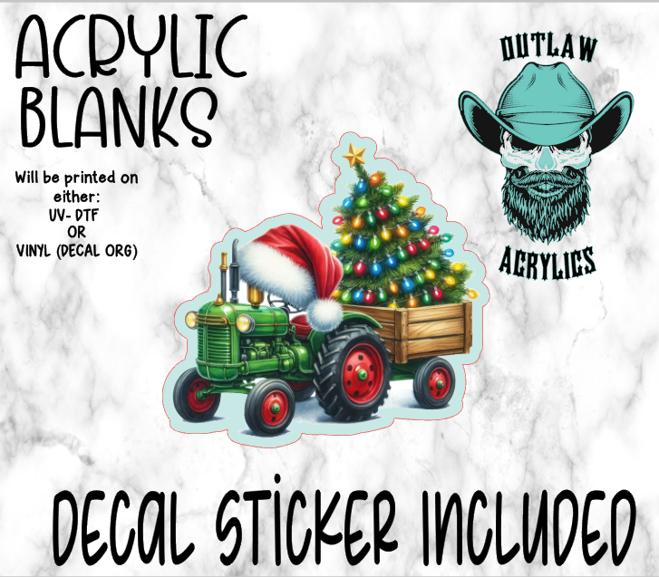Santa Tractor Trailer Acrylic & Decal Set
