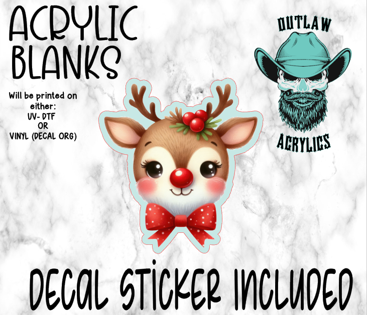 Happy Rudolph Acrylic & Decal Set- Outlaw Acrylics