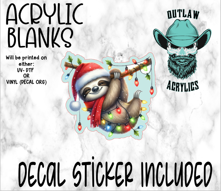 Hangin Festive Sloth Acrylic & Decal Set