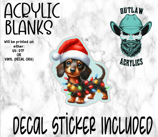 Festive Daschund Acrylic & Decal Set