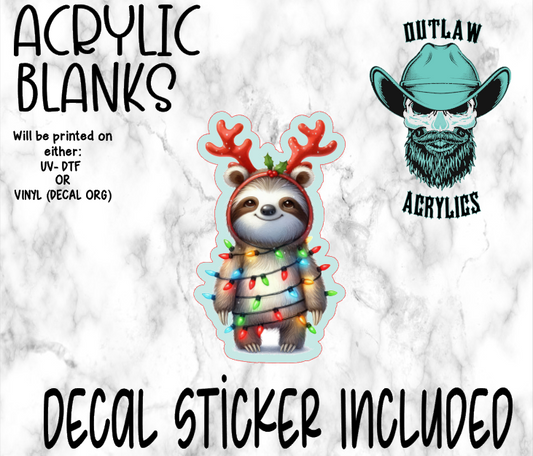 Happy Festive Sloth Acrylic & Decal Set