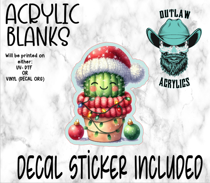 Santa Happy Cactus Acrylic & Decal Set